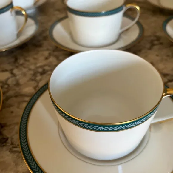 Raynaud Limoges France Limoges Cup & Saucer Set LAURIER BLUE By Ceralene - Picture 3 of 6